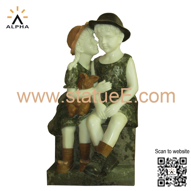 boy and girl garden statues